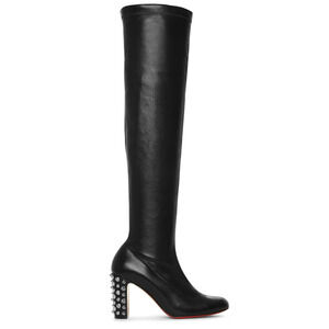 Christian Louboutin Study Stretch 85 Black Nappa Leather Knee High Heel Boot 36